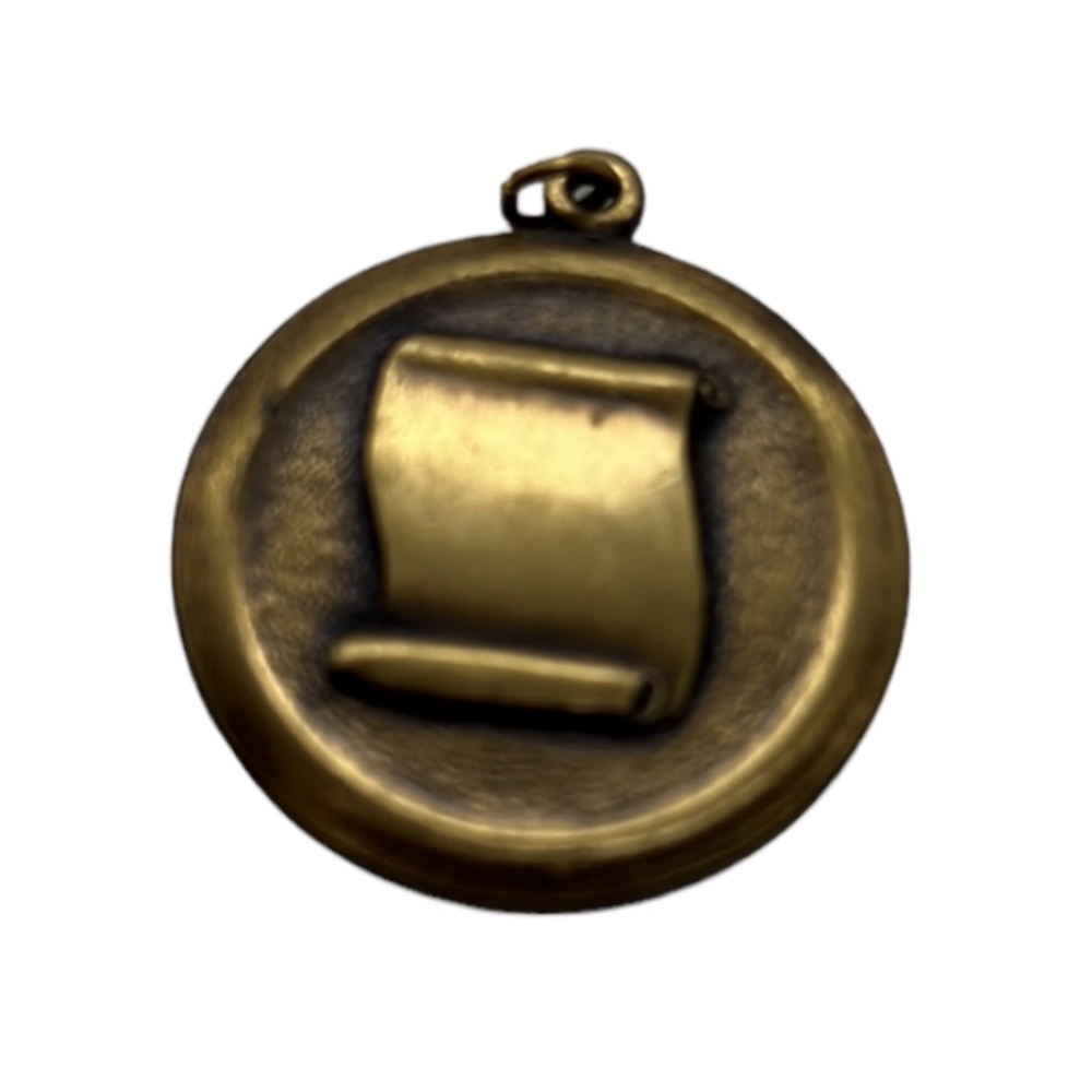 SCROLL / DIPLOMA PENDANT NECKLACE MEDAL BRONZE TONE CHARM
